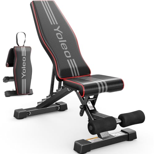 YOLEO Adjustable Weight Bench for Home Gym, ASTM-Certified 827LBS, 98% Pre-Assembled, Foldable Gym Bench with 84 Positions Incline Decline Flat, Wider Seat