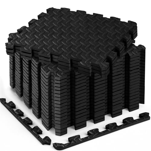 Haulcove 18 Pcs EVA Foam Floor Tiles, Puzzle Exercise Mat Set for Gym | 12.6" x 12.6" x 0.4" cover 18 sqft interlocking tiles for home gyms, garages and workout equipment
