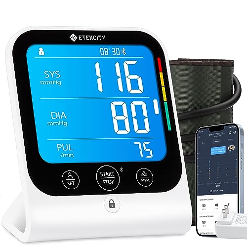 Etekcity Bluetooth Blood Pressure Monitor for Home Use, Upper Arm, FSA | HSA Eligible, Wide Cuff 8.6"-16.5" to Large Adult Arms, Irregular Heartbeat Detection, Bluetooth App, iOS & Android