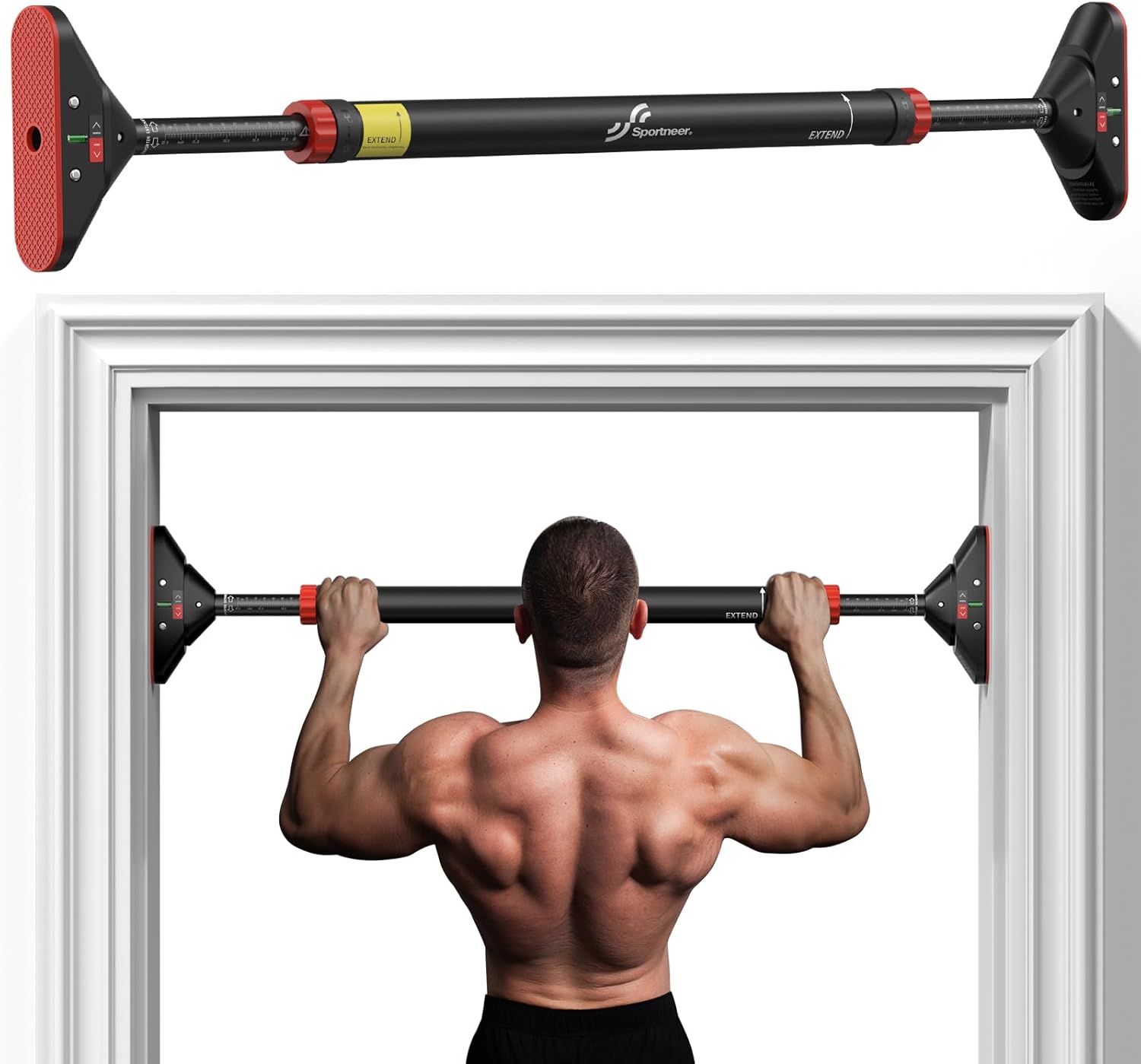 Pull Up Bar for Doorway: Sportneer Strength Training Pull-up Bars without Screw - Adjustable Width Locking Mechanism Chin ...