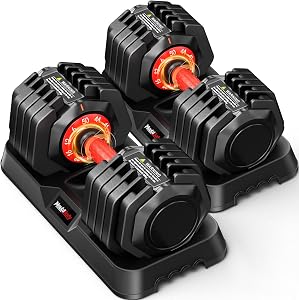 Mouldbody Adjustable Dumbbell Set Pair 25 lb or 50 lb, Adjustable Dumbbells 10-in-1 Free W