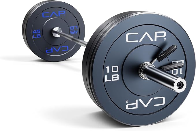 CAP Barbell Olympic Weight Set with 7ft Barbell & Bumper Plates | 160- — Our recommended configuration for best results