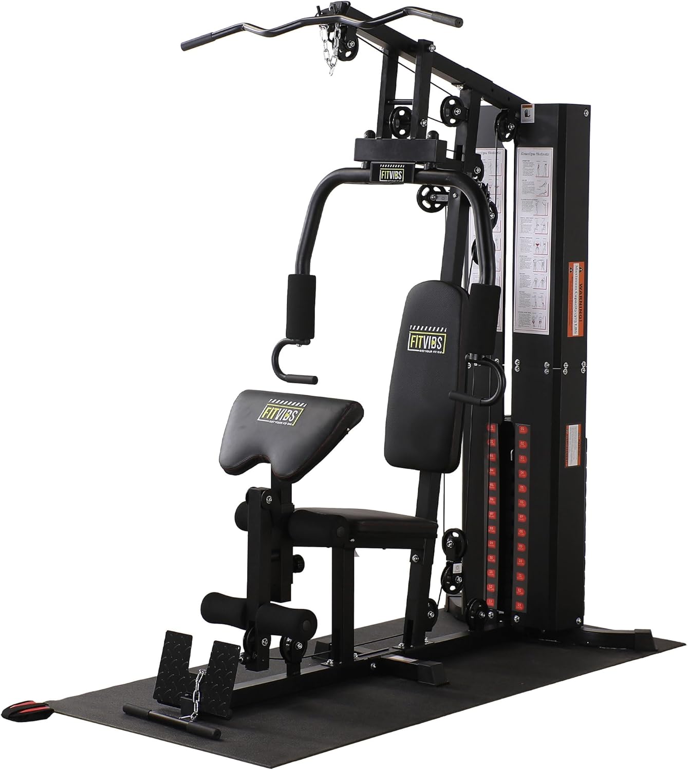 BalanceFrom Multifunctional Steel Frame Home Gym Machine with Floor Mat – Strength Training Workout Station with 160-Pound...