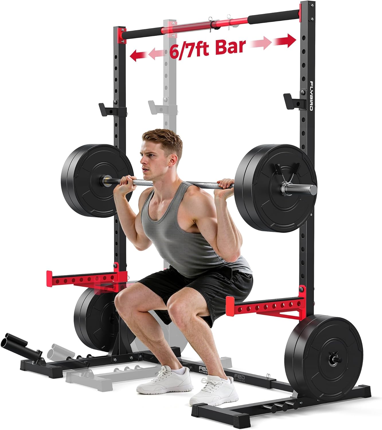 FLYBIRD SR1 Squat Rack with Pull-Up Bar, Adjustable Multi-Functional Power Rack, Inner Width Squat Rack Stand Suitable for...