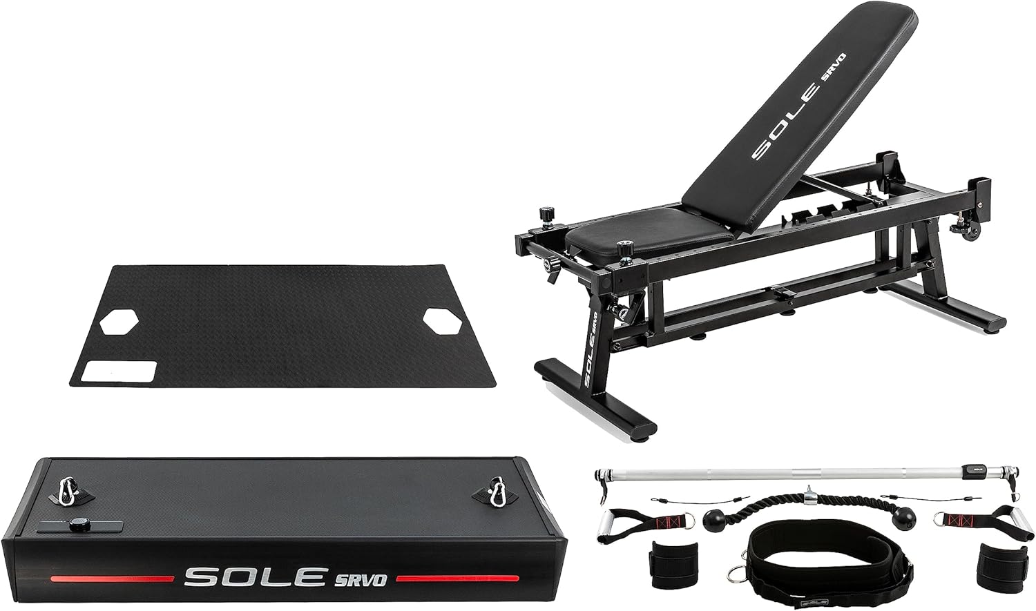 SOLE SRVO Weight Trainer, Resistance Bands and Pushup Stand, Strength Exercise Equipment for Daily at Home Gym Training - ...