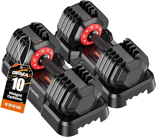 Adjustable Dumbbells Set, All in One Free Weights Dumbbells Set, 25/55 — Our recommended configuration for best results