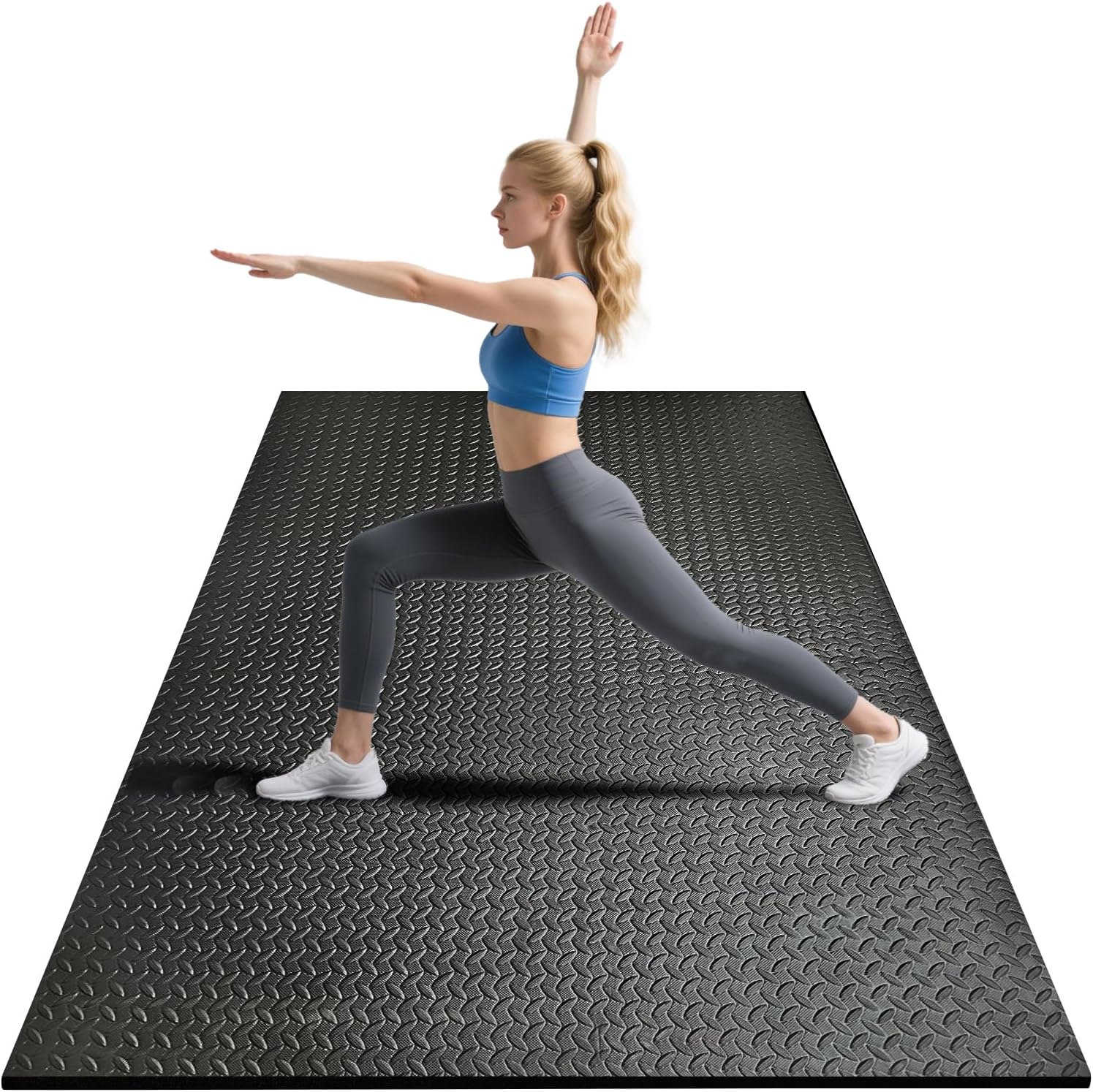 4x6ft Gym Floor Mat 10mm Thick - Large TPE/NPE Foam Workout Mat for Home Gym, Garage Floor, Yoga & Exercise - Non-Slip Ec...