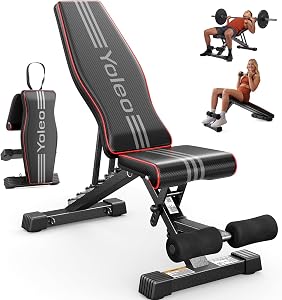 YOLEO Adjustable Weight Bench for Home Gym, ASTM-Certified 827LBS, 98% Pre-Assembled, Fold